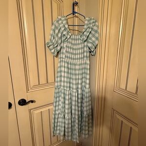 JessaKae Sage Checkered Midi Dress